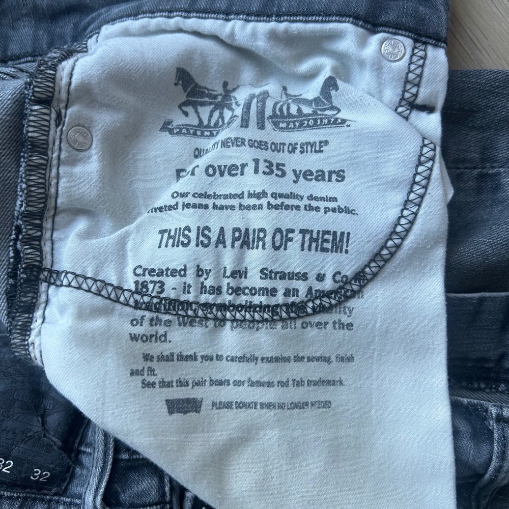 Levi's 511 Slim Fit Jeans 32x29‎ Gray Charcoal Stonewash Denim Casual Classic - Picture 11 of 13